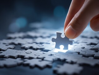 A person placing a piece of a puzzle