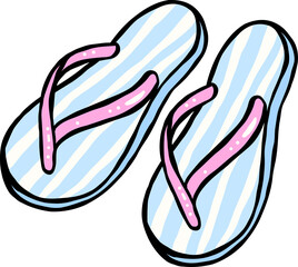 Illustration of Striped Flip Flops Hand Drawing