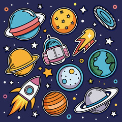Retro astronaut emblem