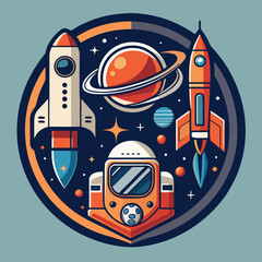 Retro astronaut emblem