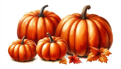 Obraz premium Autumn Harvest: A vibrant still life of pumpkins, gourds, and leaves, showcasing the rich colors and textures of the fall season, conveying the warmth and abundance of autumn harvest. 