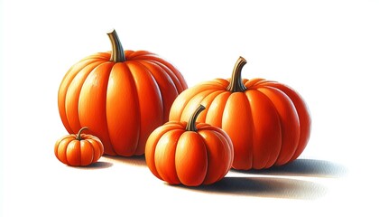 Fototapeta premium Harvest Bounty: A vibrant array of plump, orange pumpkins stands proud, embodying the essence of autumn's abundance. A still life celebrates the season's spirit.
