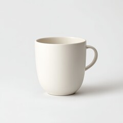 Simple, cream-colored mug with rounded body and handle