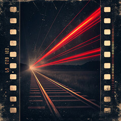 Naklejka premium light leak overlay effect with scratch dust and motion blur red light leaks,retro noisy film texture light leak flare on black background,abstract background with ray,grunge film strip background
