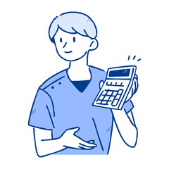 見積もりをする女性のイラスト
