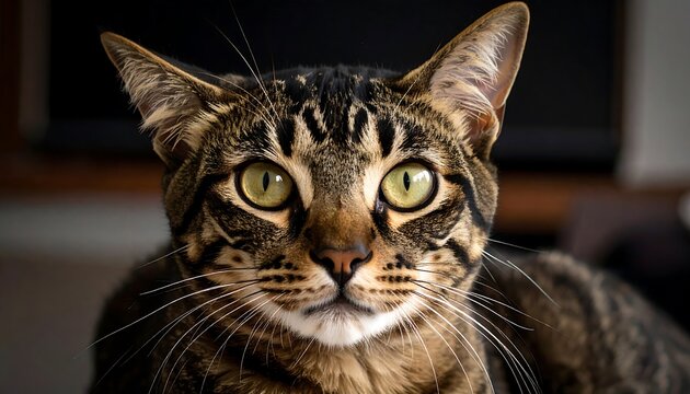 Close-up portrait of a tabby cat