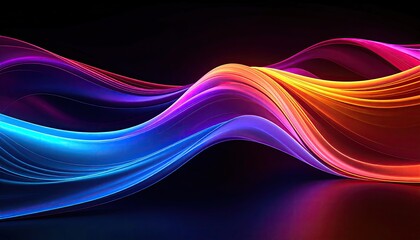Abstract Colorful Waves with 3D Gradient Mesh Pattern