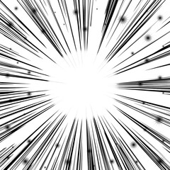 Naklejka premium モノクロ集中線フレーム背景素材