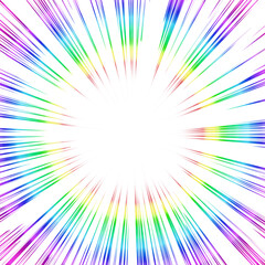 Obraz premium レインボーカラーの集中線背景素材