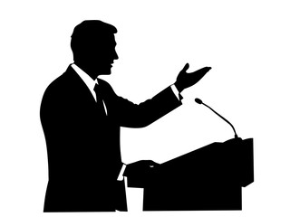 silhouette of a man giving a speech
