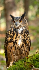 Obraz premium Close-up of an owl in a forest