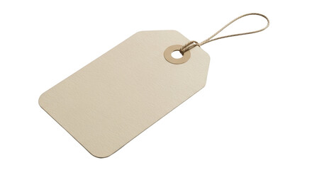 Fototapeta premium Blank beige paper gift tag with string isolated on a white background featuring tag, label, ticket,