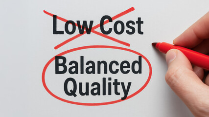 Fototapeta premium Balanced quality and cost create perfect balance for high value and satisfaction in products and services with thoughtful planning