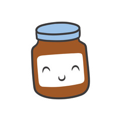 Cute Kawaii Peanut Butter Jar Vector Illustration