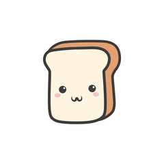 Cute Kawaii Toast Bread Slices Vector Illustration