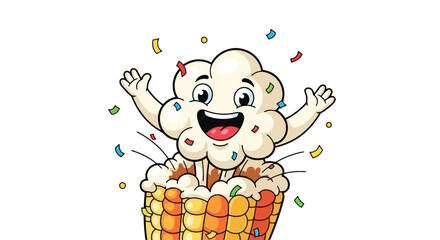 Happy Popcorn Character