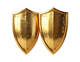 Two golden shields facing each other