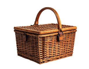 Wicker picnic basket, closed