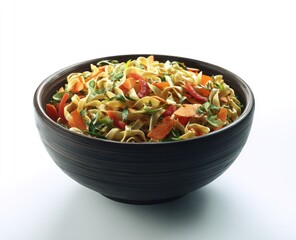 Bowl of vibrant noodles with vegetables