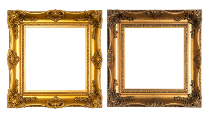 Two vintage baroque frame variations isolated on transparent background