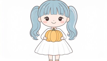 Obraz premium Kawaii Style Jack-o'-Lantern Character
