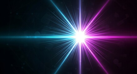 Fototapeta premium Abstract Burst of Light: Dual-Color Energy Explosion on Dark Background