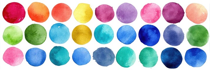 Colorful watercolor circles on white background (2)