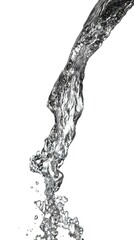 Water flows down in a slow curve like slow motion.