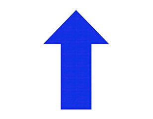 A vibrant blue arrow pointing upwards against a black background
