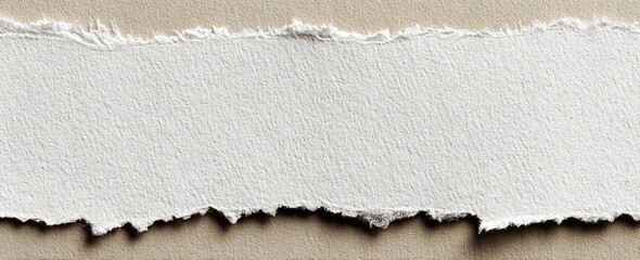 A torn piece of white paper on a tan background