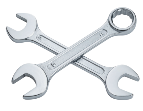 Two crossed wrenches