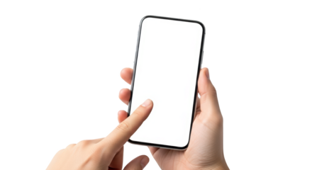 Hand Holding and Touching Blank Screen Smartphone featuring smartphone, mobile, phone, hand, touching creative visual for