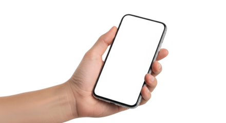 Hand Holding Modern Smartphone with Blank Screen featuring hand, holding, smartphone, mobile, phone high quality professional