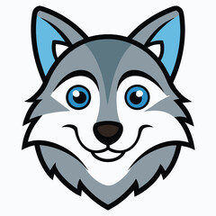 Cute Wolf Face Adobe Illustrator Artwork