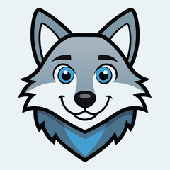 cute wolf face Adobe Illustrator Artwork