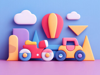 a photograph for Children's Day, with a colorful and playful background, children, toys, colors