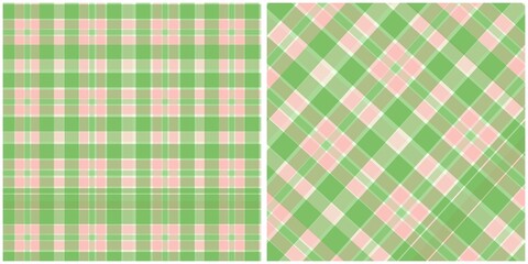 Green and Pink Plaid Fabric Textures