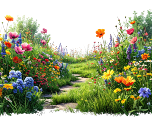 Vibrant flower garden path