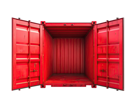 Empty Red Shipping Container - Powered by Adobe