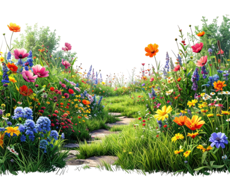 Vibrant flower garden path