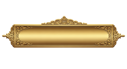 Ornate Golden Decorative Nameplate Sign featuring gold, golden, ornate, decorative, nameplate isolated on clean white background