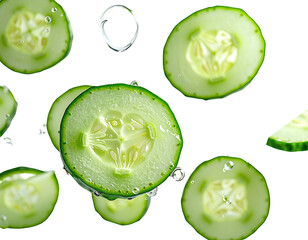 Fresh cucumber slices in water