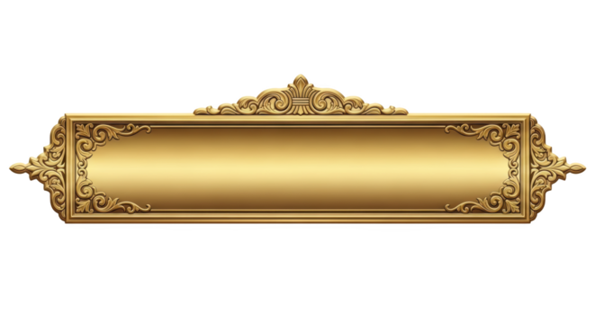 Ornate Golden Decorative Nameplate Sign featuring gold, golden, ornate, decorative, nameplate isolated on clean white background
