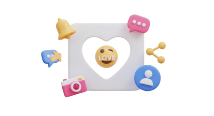 Social Media Icons Heart Frame Love Emoji featuring social media, icons, heart, love, emoji minimalist concept