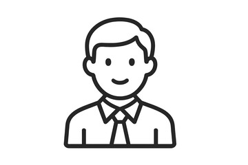 User icon male person symbol. Businessman avatar profile illustration. Man in suit and tie. Office worker pictogram. Simple line art character for web and mobile apps.