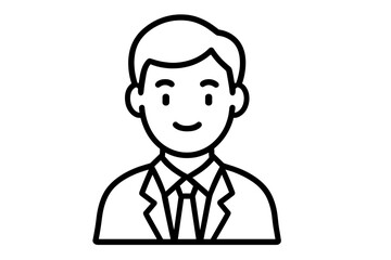 Businessman icon, user avatar pictogram. Man in a suit and tie. Office worker, employee, or manager symbol. Simple modern line art illustration for a corporate identity.