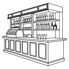 Vector art of bar counter