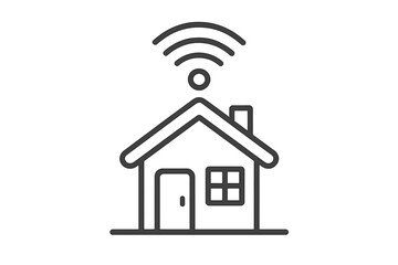 Smart home icon. House with wifi signal. Home automation system. Concept Internet of Things. Wireless tech, remote control, network connection. Hub symbol. Smart house vector.