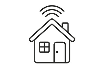Smart home icon. House with wifi signal symbol. Home connection, internet technology concept. Real estate, property technology vector illustration. Hub, network, iot logo.