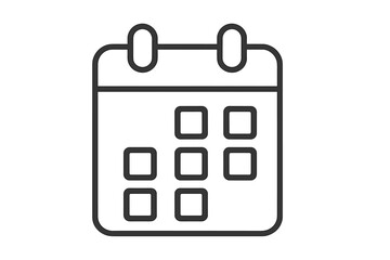 Calendar icon. Schedule symbol. Date, time management concept. Planning, event, day, week, month sign. Organizer, agenda pictogram. Business appointment, deadline vector.